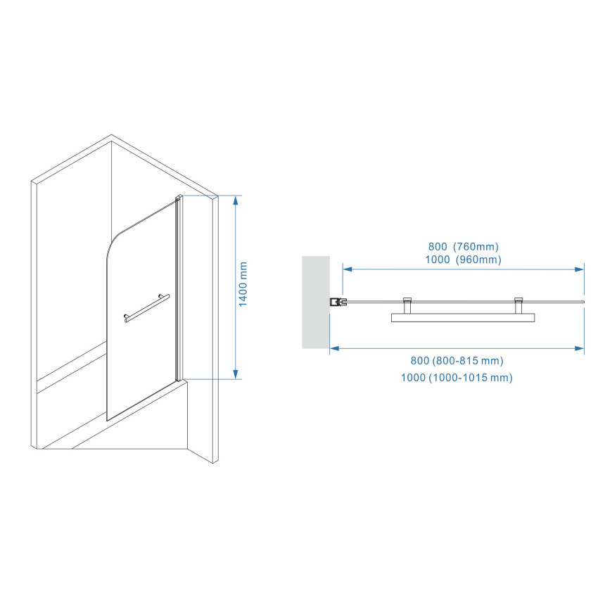 Шторка для ванны Minotti Classic с держателем 800*1400 black