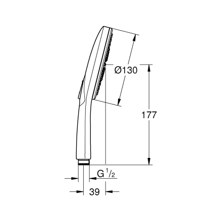 26574DC0 Ручной душ GROHE Rainshower SmartActive 130, 3 вида струи, суперсталь