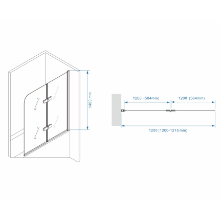 Шторка для ванны Minotti Classic двойная 1200*1400 black