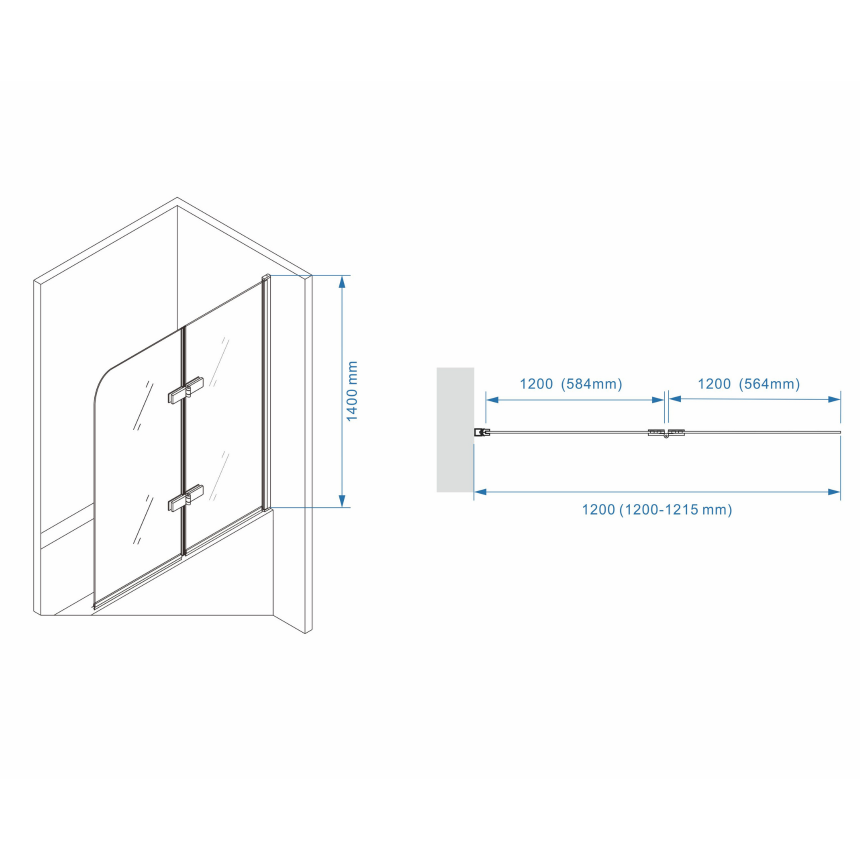 Шторка для ванны Minotti Classic двойная 1200*1400 black