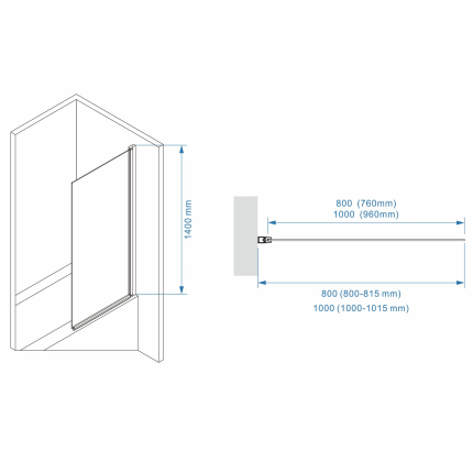 Шторка для ванны Minotti Vetro  1000*1400 chrome