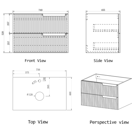 Тумба для ванной комнаты в комплекте со столешницей и раковиной Minotti Dioniso 75см