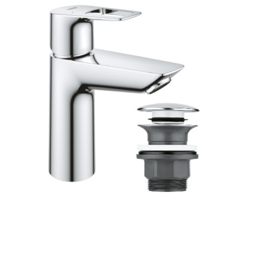 23886001 Смеситель для раковины GROHE BauLoop с нажимным донным клапаном, M-Size, хром