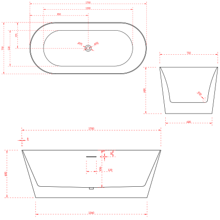 Отдельностоящая ванна Minotti Oxide 170*75