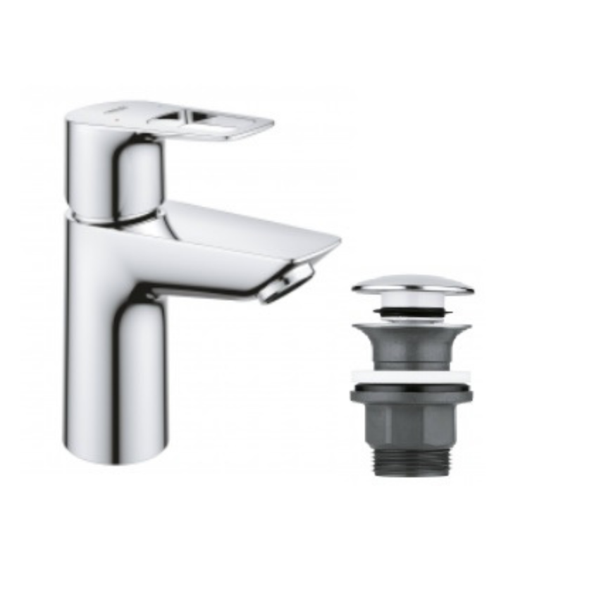 23878001 Смеситель для раковины GROHE BauLoop с нажимным донным клапаном, S, хром