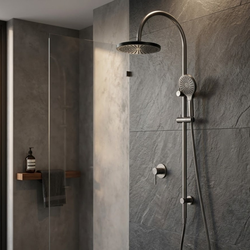 Душевая система Minotti Style c переключателем и смесителем скрытого монтажа graphite