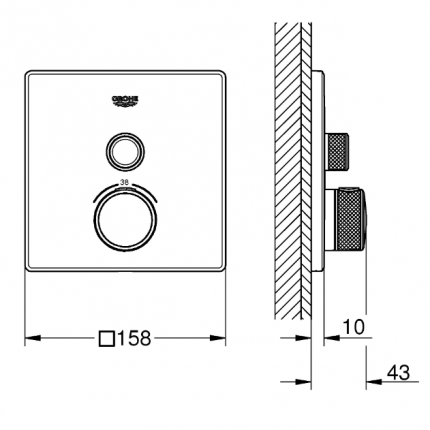 29123000 *Внешняя часть смесителя GROHE Grohtherm SmartControl на 1 выход, хром