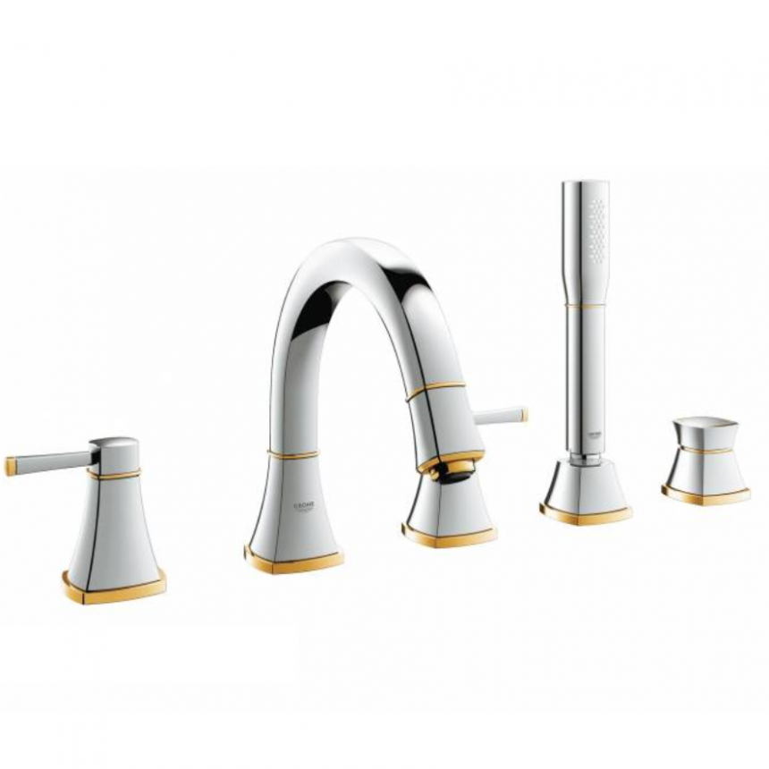 19919IG0 Смеситель для ванны GROHE Grandera с душевым гарнитуром, хром/золото