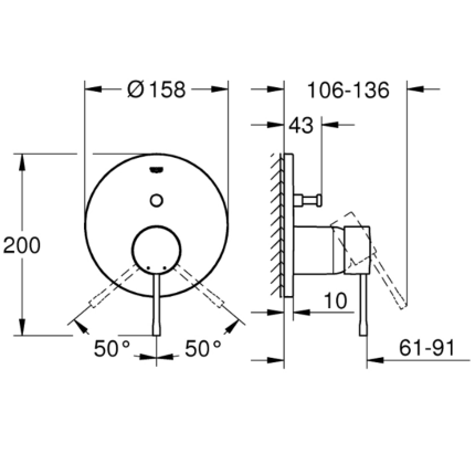 24167AL1 Внешняя часть смесителя для ванны GROHE Essence, 2 положения, темный графит матовый
