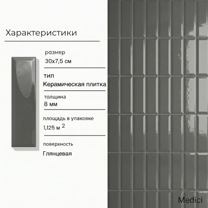 Керамическая плитка M75303ZY dark grey matt