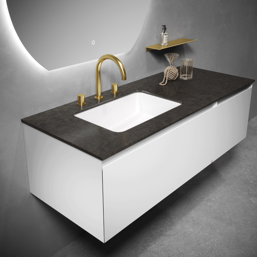 Тумба для ванной комнаты в комплекте с раковиной-столешницей Minotti Modern 130см