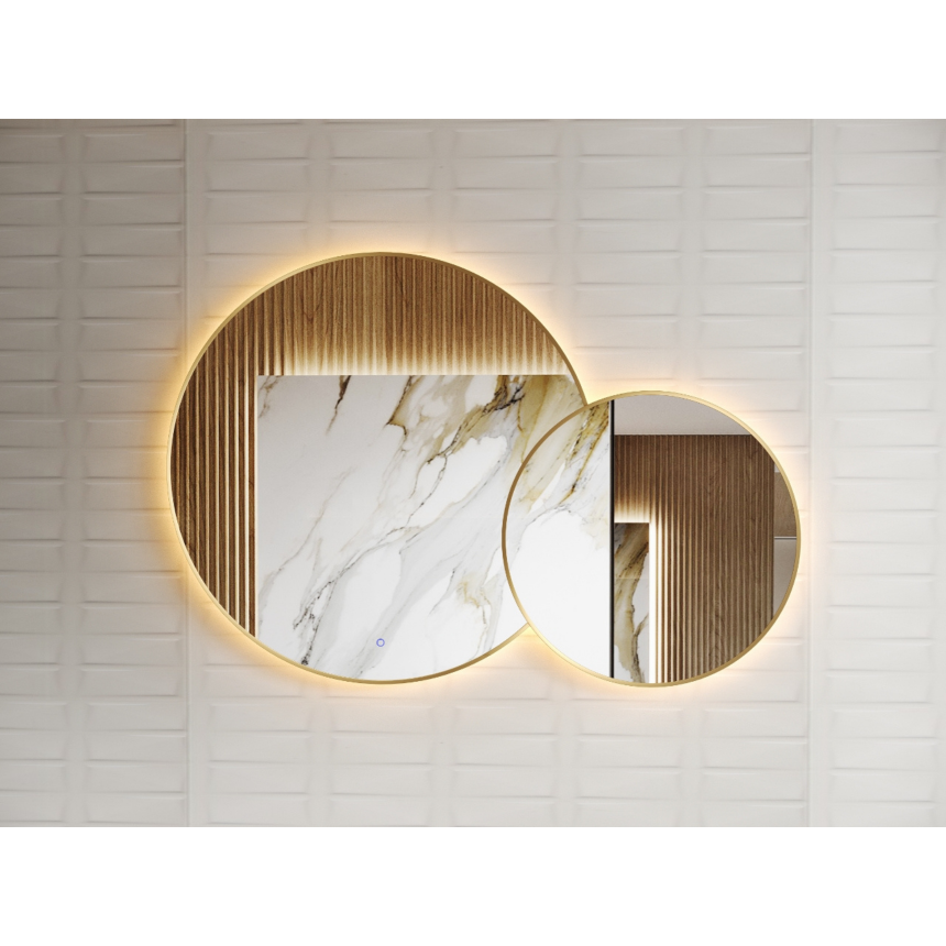 Зеркало двойное с подсветкой Minotti Novita Gold