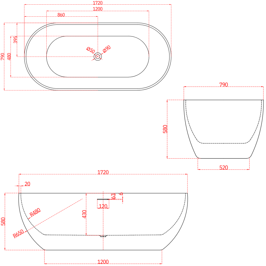Отдельностоящая ванна Minotti Angelo 170*79