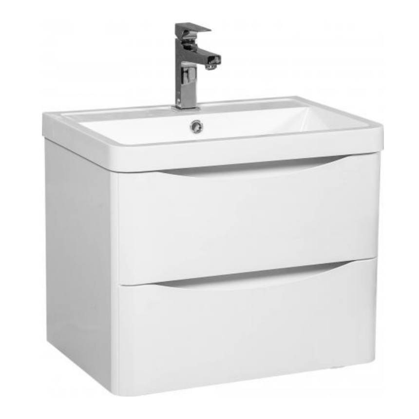 Шкаф VISTA 60 (консольный) (WHITE GLOSS) - шкаф под умывальник для ванной комнаты в комплекте с умывальником BAR 600*420мм с переливом