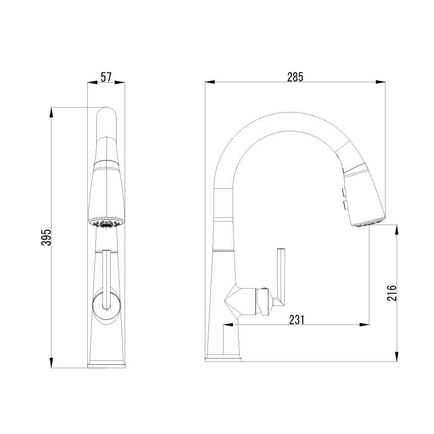 Смеситель для кухни с выдвижной лейкой Minotti New Atrio chrome