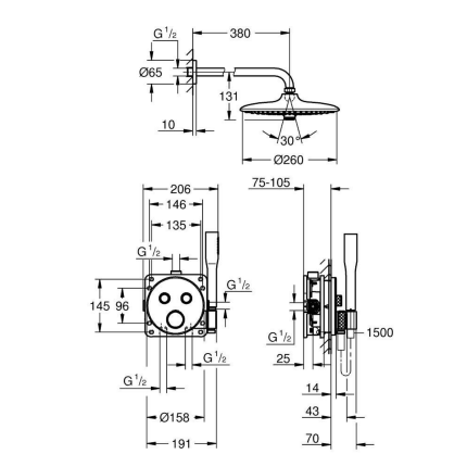 34867000 *Набор для комплектации душа GROHE Grohtherm SmartControl 260, хром