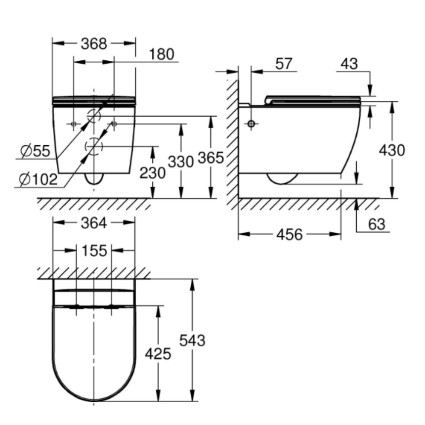 103860SH00 *Подвесной унитаз GROHE Bau Ceramic с сиденьем, альпин-белый