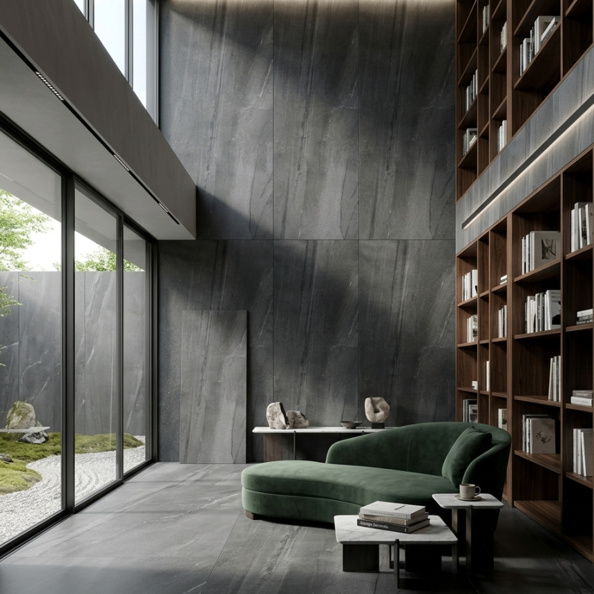 Керамогранит BASALTINA ANTRACITE prelucidato/soft 1000x3000